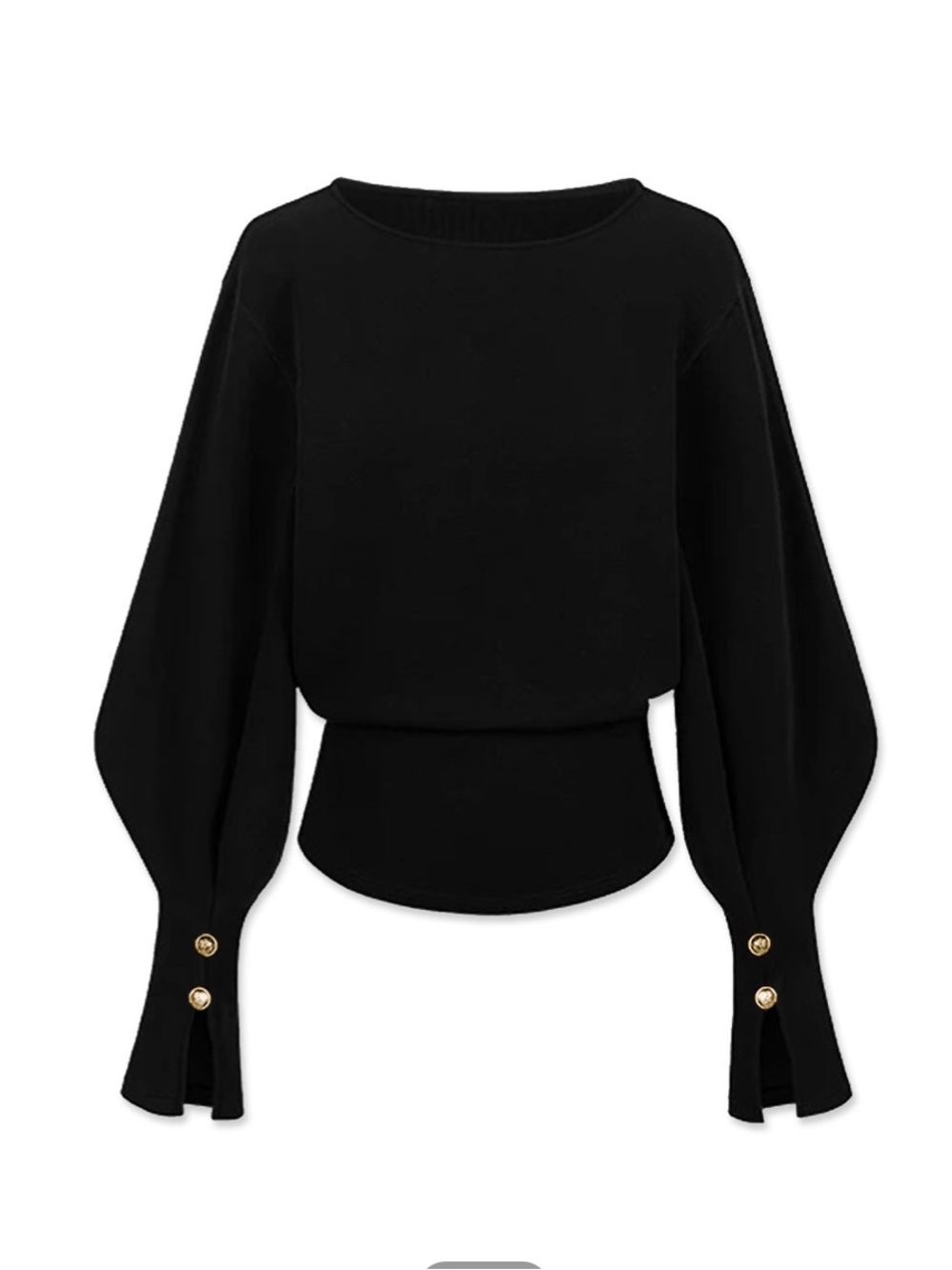 Commense bell sleeve cinched sweatshirt black medium